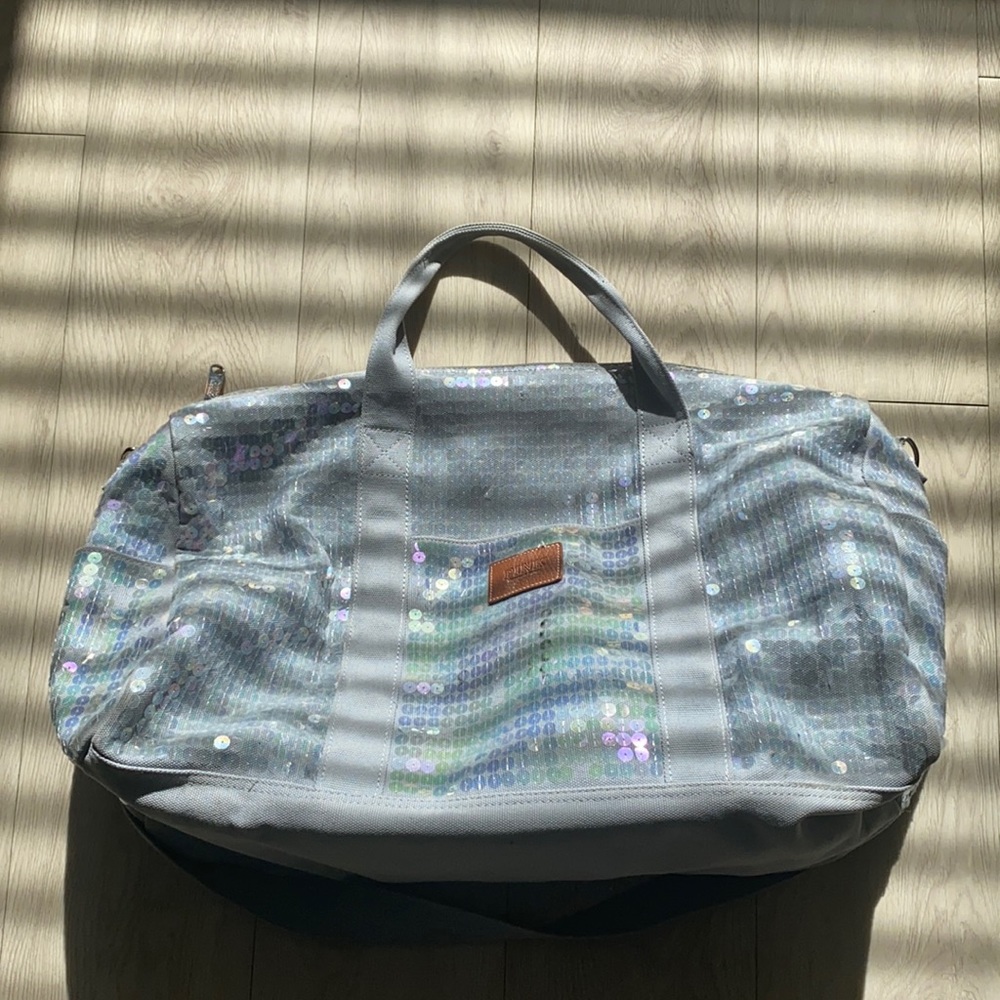 Victoria Secret Silver Sparkle Duffle Bag